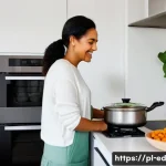 고단백 채소 중심 한 그릇 식사 레시피 - A cozy kitchen scene with soft, inviting lighting. A person, fully clothed in comfortable, everyday ...