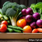 한 그릇 식사에서 필요한 채소 종류 - A vibrant and detailed still life of fresh seasonal vegetables from a Polish local market, featuring...