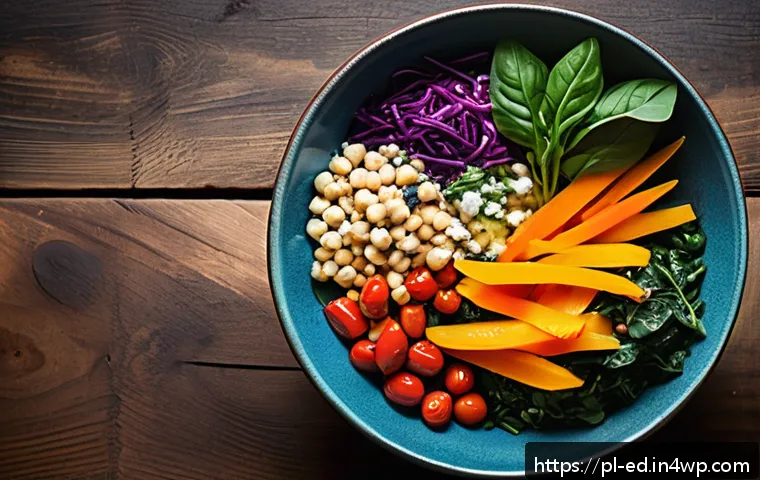 채소 중심 한 그릇 식사로 쉽게 만드는 건강식 - A vibrant vegetable bowl featuring a mix of fresh leafy greens like spinach and kale, colorful raw v...